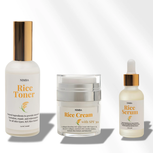 nimba rice toner serum and cream set for glowing skin,

rice-based skincare trio by nimba for hydration and brightness,

gentle and natural toner serum cream set by nimba,

nimba skincare set with rice extract for even skin tone,

complete facial care set by nimba rice toner serum and cream,

lightweight and nourishing nimba rice skincare combo,

daily skincare routine with nimba rice toner serum and cream,

anti-aging and brightening rice skincare set by nimba.