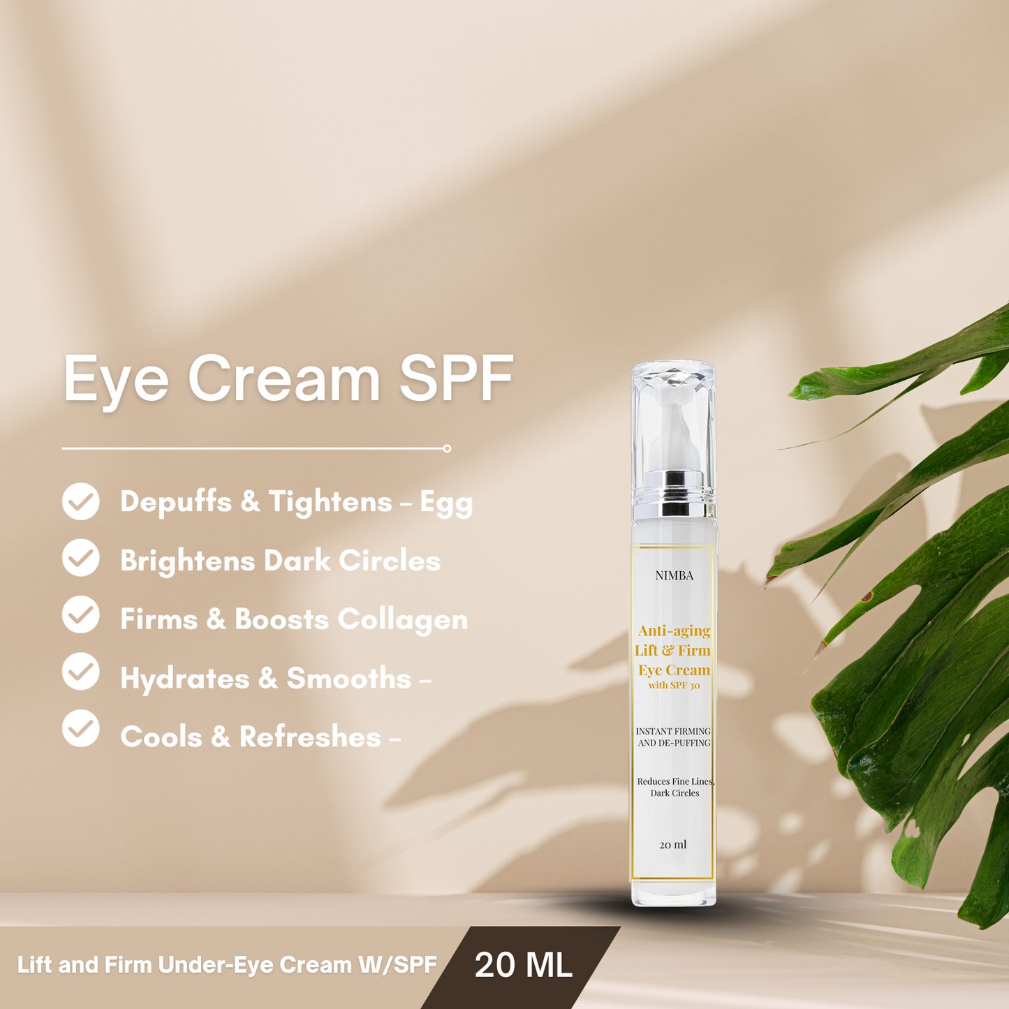 Nimba Cosmetics Summer Glow Bundle featuring Rice Toner, Rice Serum, and Under-Eye Cream arranged with natural props in bright, summery lighting—skincare products designed for hydration, glow, and smooth under-eyes.